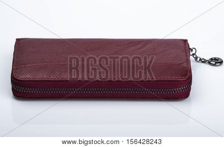 leather female purse on a light background