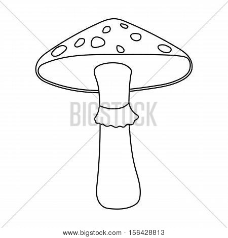 Green amanita icon in outline style isolated on white background. Mushroom symbol vector illustration.