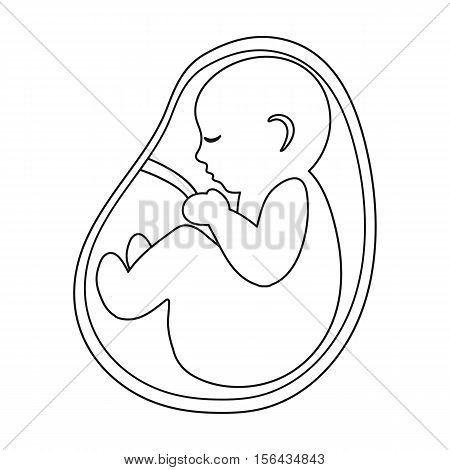 Fetus icon in outline style isolated on white background. Pregnancy symbol vector illustration.