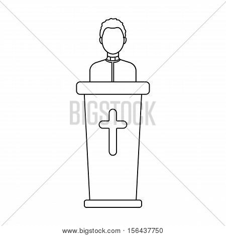 Priest icon in outline style isolated on white background. Religion symbol vector illustration.