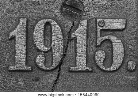 Old Steel Nameplate With 1915 Number