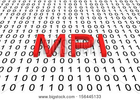 MPI in the form of binary code, 3D illustration