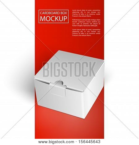 White Product Cardboard Package Box. Illustration Isolated On red and white Background. Mock Up Template Ready For Your Design. Red Line series.Red Line series. Vector illustration.
