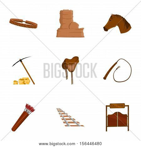 Wild west set icons in cartoon style. Big collection of wild west vector symbol stock