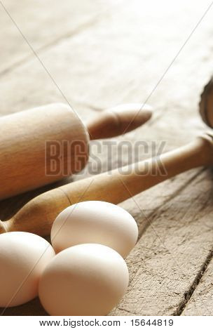 Eggs and rolling pin