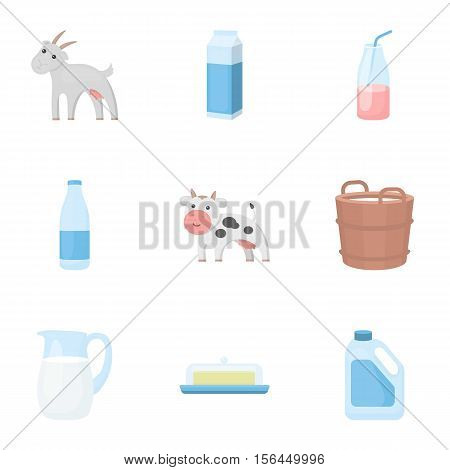 Milk set icons in cartoon style. Big collection of milk vector symbol stock