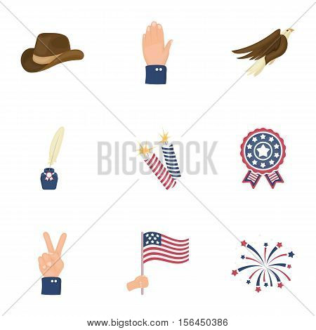 Patriot Day set icons in cartoon style. Big collection of Patriot Day vector symbol stock