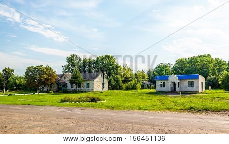 Typical rural houses in Kursk region, Ostanino village, Russia