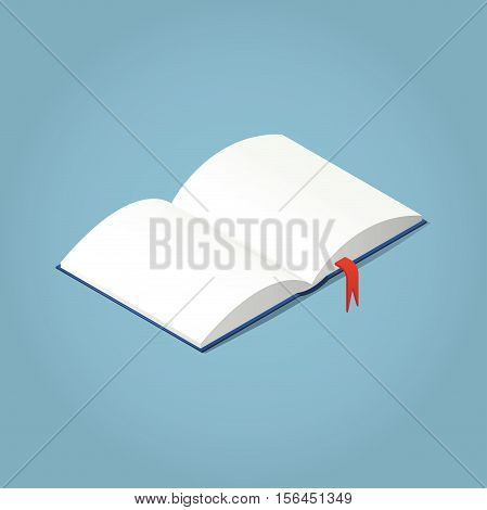 Isometric open book icon vector illustration in flat design style isolated. Academic education symbol learning reading school knowledge science university library sign.