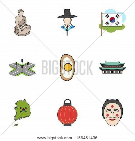 South Korea set icons in cartoon style. Big collection of South Korea vector symbol stock