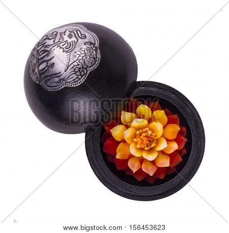 Isolated on white fragrant candle flowers style thailand