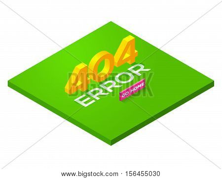 Green Page with a 404 error in the isometric style. page is not found. Isometric error 404. Concept page 404 for web. Vector illustration