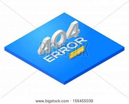 Blue Page with a 404 error in the isometric style. page is not found. Isometric error 404. Concept page 404 for web. Vector illustration