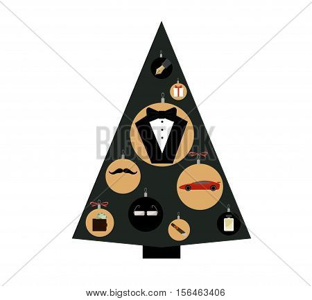 Vector illustration of Christmas tree for gentlemen.