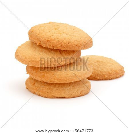 stacked short pastry cookies isolated on white background