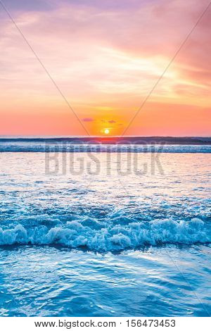 Sunset over sea on Bali, Seminyak, Double six beach