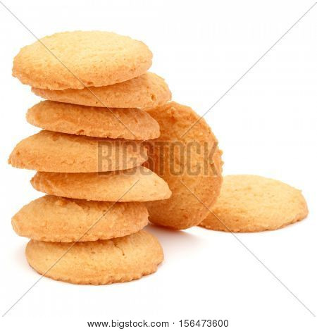 stacked short pastry cookies isolated on white background