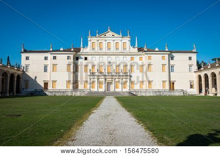 Facade of Villa Manin palace near Udine Friuli Italy