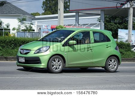 CHIANG MAI THAILAND - OCTOBER 9 2016: Private Eco car Honda Brio. On road no.1001 8 km from Chiangmai city.