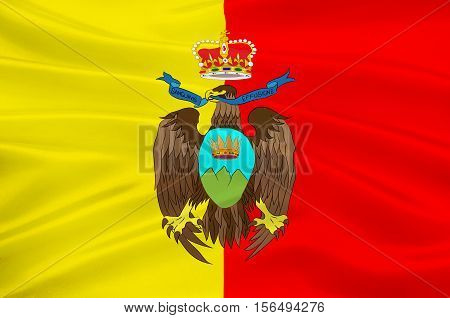 Flag of Catanzaro also known as the city of the two seas in Italia. 3d illustration