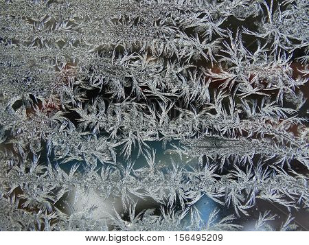Patterns on glass winter nature process frost cold macro closeup background