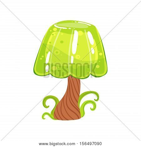 Tree With Jelly Crown And Chocolate Trunk Fantasy Candy Land Sweet Landscape Element. Illustrations From Girly Magic Sweet Land Design Set For Video Game Landscaping.