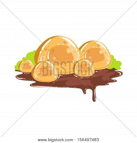 Caramel Rocks With Chocolate Mud Fantasy Candy Land Sweet Landscape Element. Illustrations From Girly Magic Sweet Land Design Set For Video Game Landscaping.