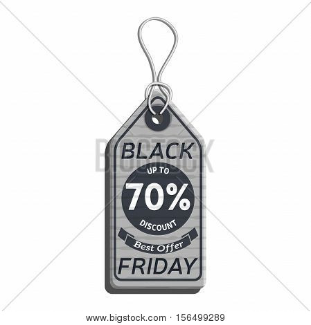 sale tag design on the theme of black friday sale, discount with cardboard texture. black friday tag template made in material design style with text, isolated on white background. vector illustration