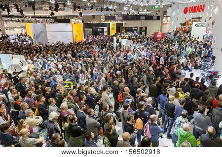 People Visiting Eicma 2016 In Milan, Italy