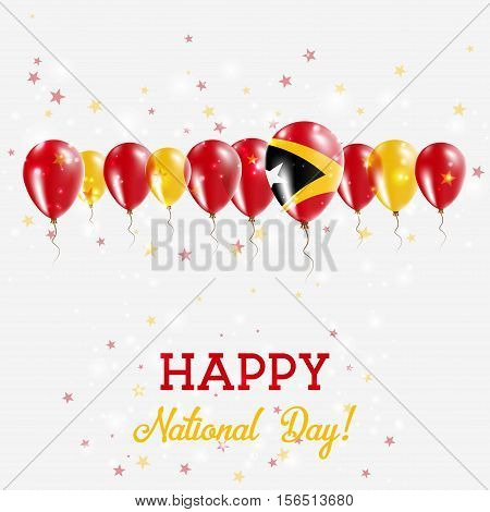 Timor-leste Independence Day Sparkling Patriotic Poster. Happy Independence Day Card With Timor-lest