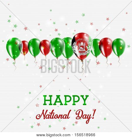 Afghanistan Independence Day Sparkling Patriotic Poster. Happy Independence Day Card With Afghanista