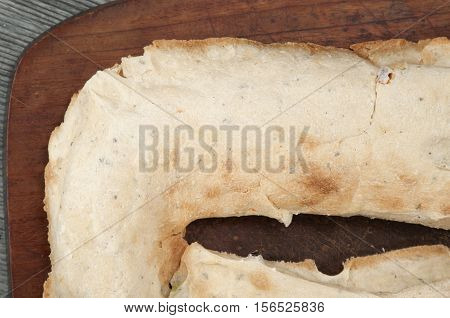 Georgian lavash with greenery and paprika on board