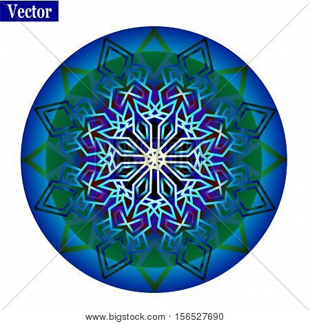 Mandala brooch jewelry design element. Tribal ethnic floral pattern mandala round. Geometric vintage ornamental background. Vector