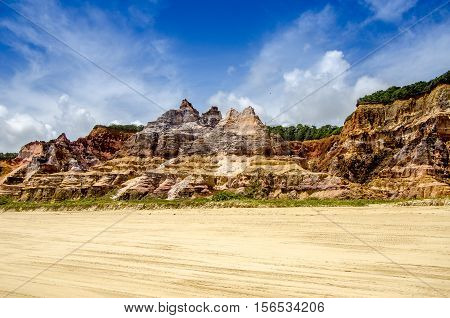 Northeast Brazil . Spectacular Cliffs Near Gunga Beach In Alagoas State .