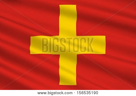 Flag of Ancona is a city and a seaport in the Marche region in central Italy. 3d illustration