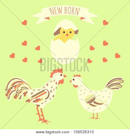 Greeting Card With New Born Chicken