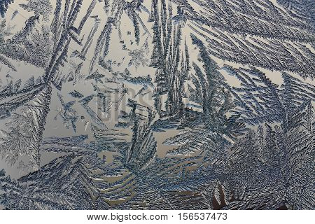winter pattern of ice crystals on glass.