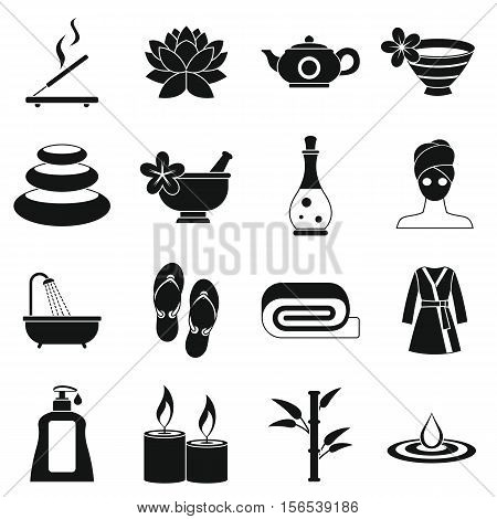 Spa treatments icons set. Simple illustration of 16 spa treatments vector icons for web