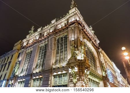 The Nikolay Akimov Saint Petersburg Comedy Theatre At Night, Russia