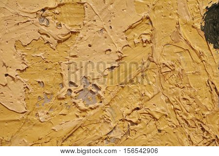 Oil Painting close up texture pallete knife storkes of warm  brown yellow   color
