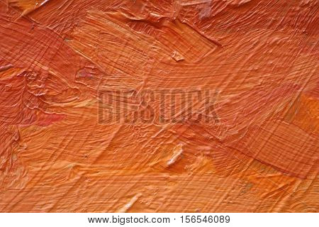 Oil Painting close up texture pallete knife storkes of red yellow and orange  color