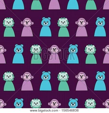 Funny seamless pattern with cartoon animal - vector illustration