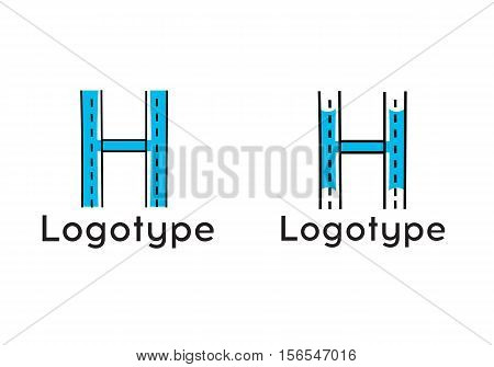 Monogram N logo letter simple thin line emblem road transport logotype.