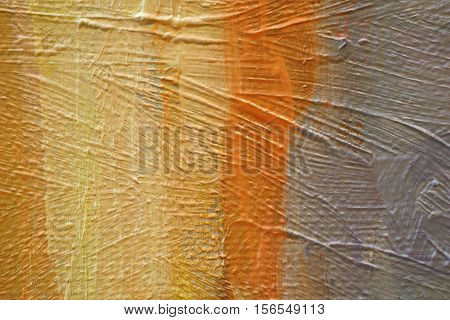 Oil Painting close up texture pallete knife storkes of brown yellow orange color