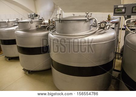St. Petersburg Russia -22 October 2014: All-Russian Research Institute of Plant Vavilov. State Research Center. Low-temperature storage of working collections