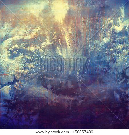 Vintage background, antique grunge backdrop or scratched texture with different color patterns: yellow (beige); brown; blue; purple (violet); cyan