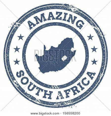 Vintage Amazing South Africa Travel Stamp With Map Outline. South Africa Travel Grunge Round Sticker