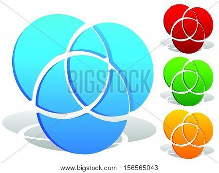 Overlapping Circles Icon - Contour Of 3 Overlapping, Intersecting Circles