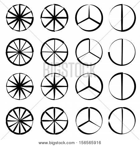 Segmented Circle - Pie Chart, Pie Graph Outline Set