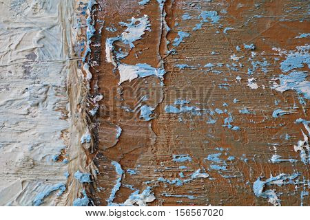 Oil Painting close up texture pallete knife storkes of brown yellow  gray and white color